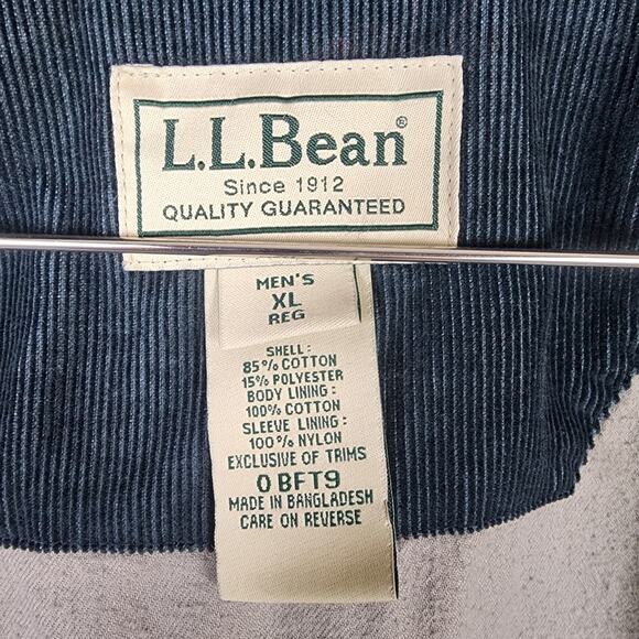 LL Bean Men's XL Regular Button Up Chore Coat Blue Corduroy Fleece Lined 0BFT9 - Picture 6 of 6